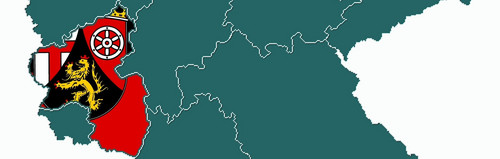 Deutschlandkarte auf der das Land Rheinland-Pfalz durch Aufdruck seines Landeswappens farblich hervorgehoben dargestellt ist